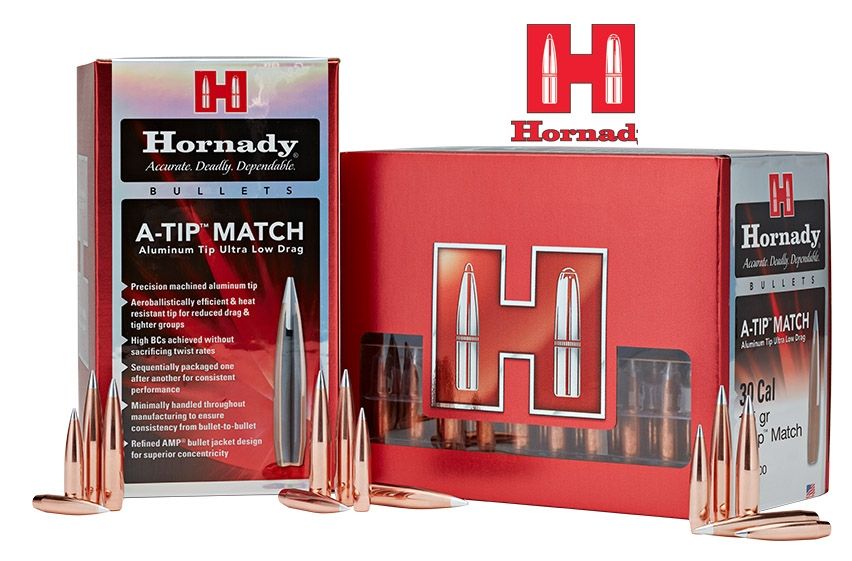 Пули HORNADY 30СAL.(308/30-06/300Win.)  250GR. A-TIP MATCH (100шт) P/N 3092. В НАЛИЧИИ.