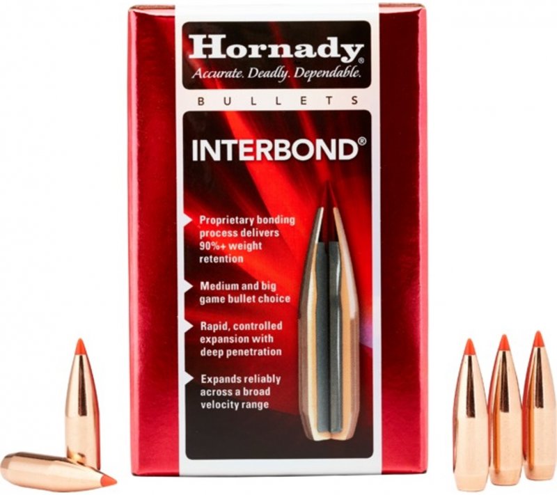 Пули HORNADY  6 ММ. (.243") 85 GR. INTERBOND (100шт) P/N 24539. В НАЛИЧИИ.