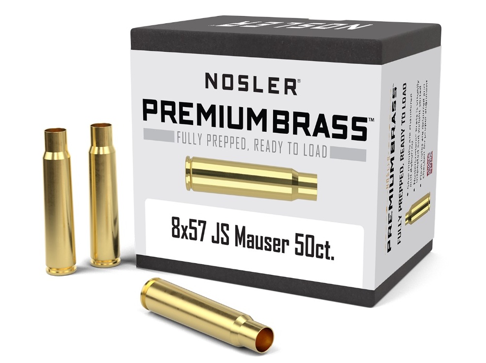 Гильзы Nosler 8x57 JS. MAUSER.  PREMIUM BRASS. Латунные, без капсюля (50шт). p/n 11888. В НАЛИЧИИ.