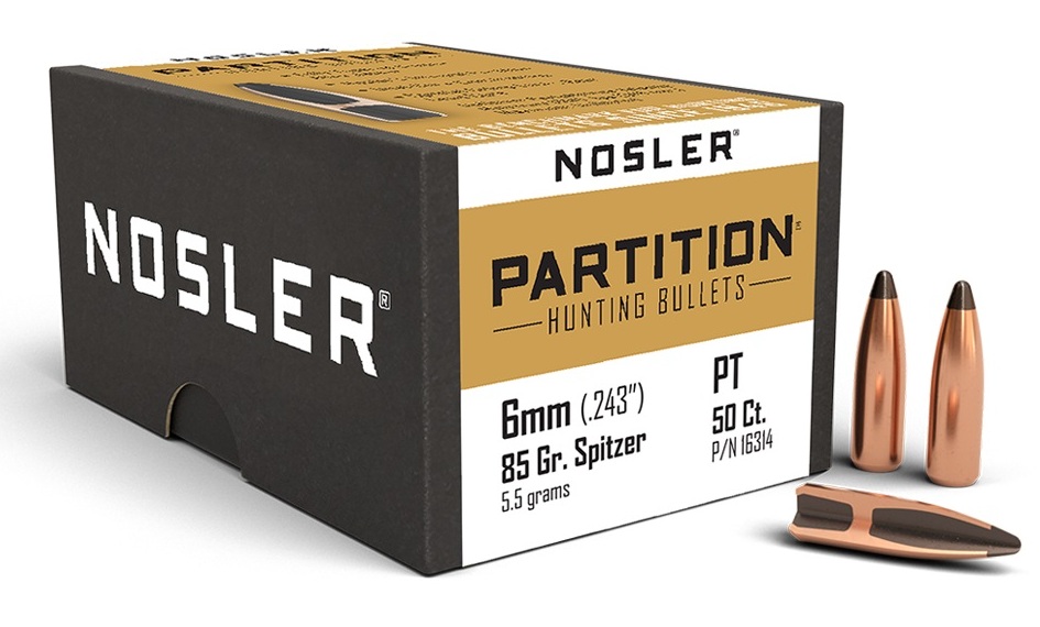 Пули NOSLER 6 ММ. (.243") 85 GR. PARTITION  (50шт) p\n 16314. В НАЛИЧИИ.