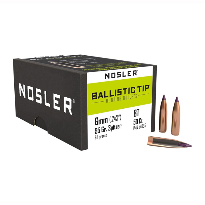 Пули NOSLER 6 ММ. (.243") 95 GR. BALISTIC TIP  (50шт) p\n 24095. В НАЛИЧИИ.