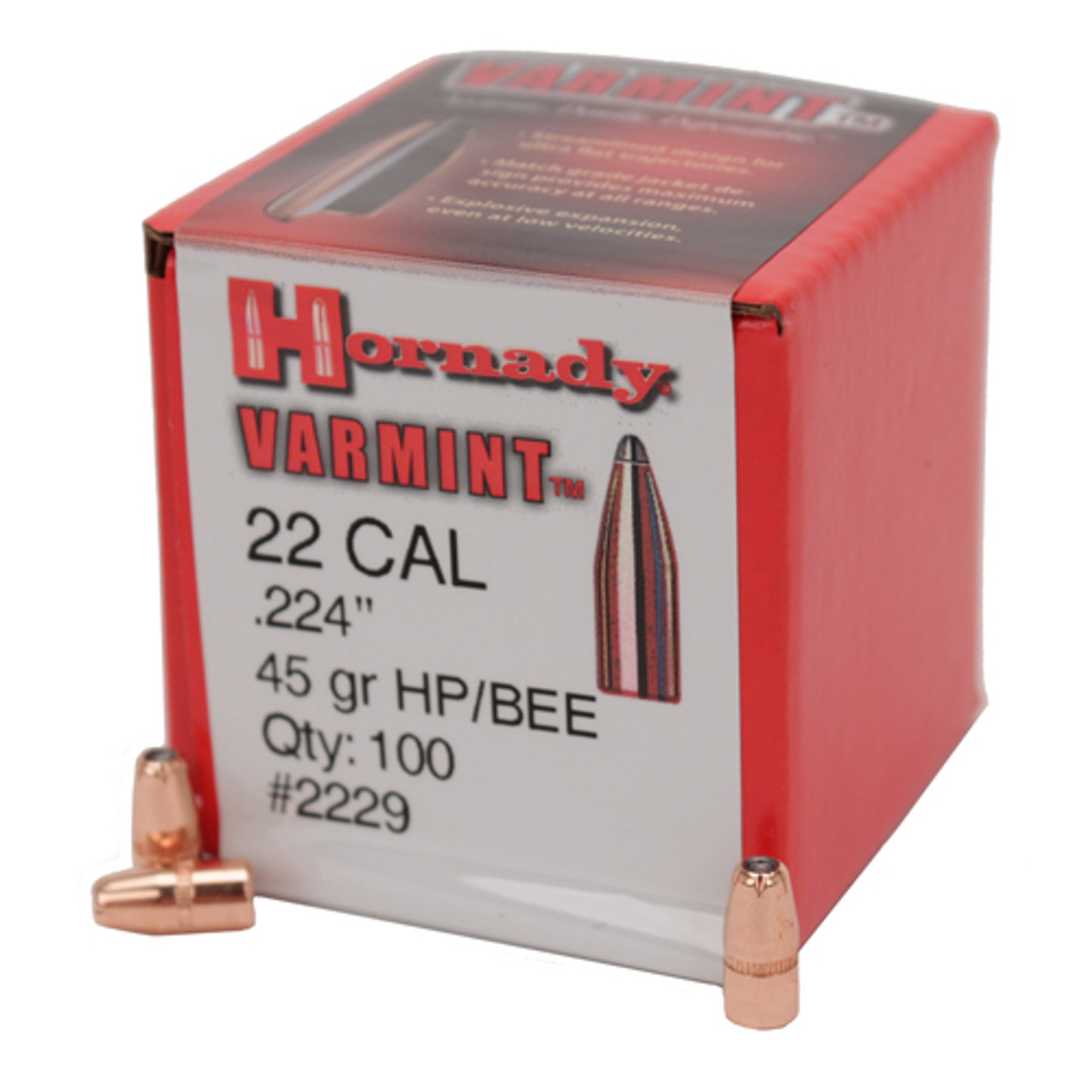 Пули HORNADY 22 CAL. (.224") 45 GR. HP/BEE  (100шт) P/N 2229. В НАЛИЧИИ.