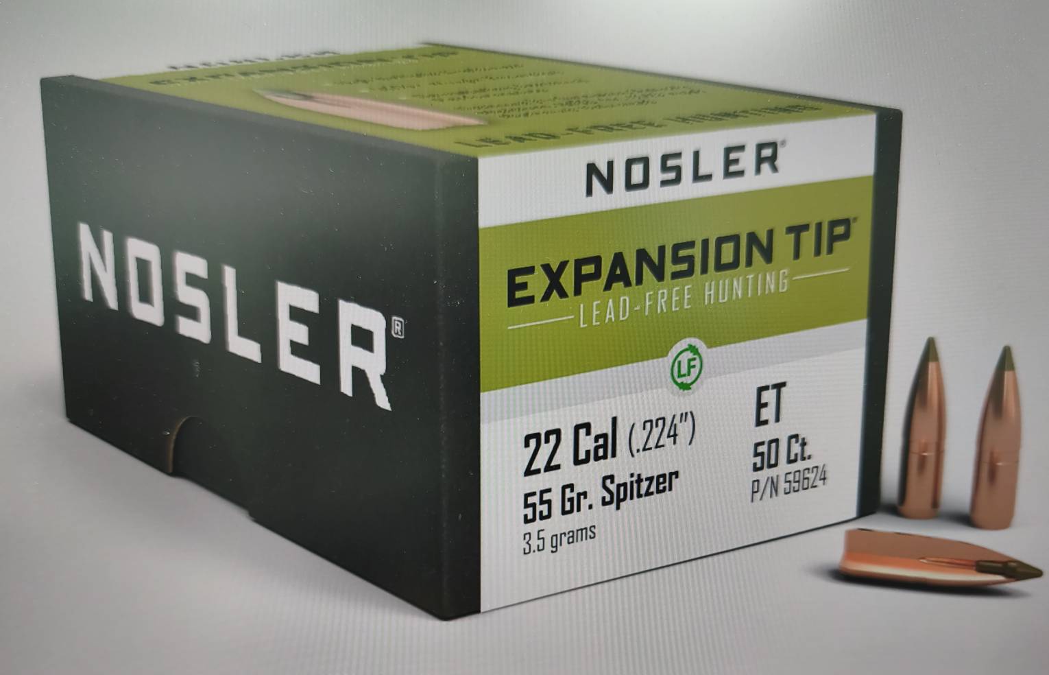 Пули NOSLER 22 клб. (.224") 55 гр. E-Tip (100шт) p/n 59624 . В НАЛИЧИИ.