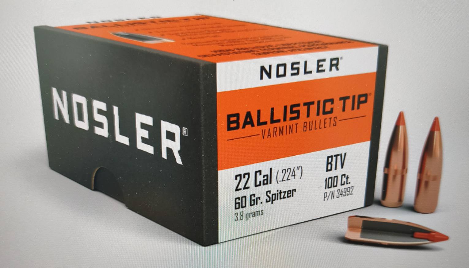 Пули NOSLER 22 клб. (.224") 60 гр. Ballistic Tip (100шт) P/N 34992. В НАЛИЧИИ.