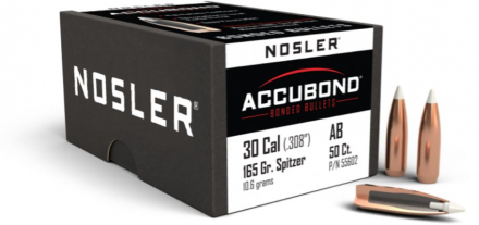Пули NOSLER 30CAL. (308/30-06/300Win.) 165GR. ACCUBOND (50шт) P/N 55602. ОЖИДАЮТСЯ.