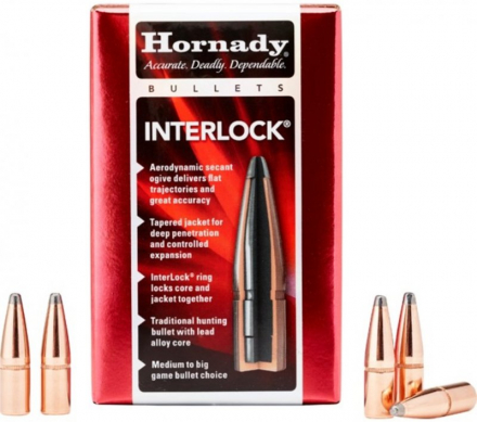 Пули HORNADY 30 CAL. (.308") 180 GR. SP Interlock (100шт) P/N 3070. В НАЛИЧИИ.