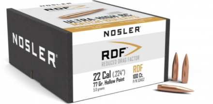 Пули NOSLER 22 CAL. (.224") 77 GR. RDF HP (100шт) P/N 53452. В НАЛИЧИИ.
