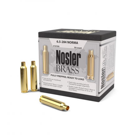 Гильзы  Nosler,  6,5-284 Norma. PREMIUM BRASS. Латунные, без капсюля (50шт). p/n 10190. В НАЛИЧИИ.
