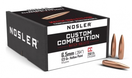 Пули NOSLER 6,5 ММ. (.264") 123 GR. HPBT Custom Competition  (250шт) p/n 53440. В НАЛИЧИИ.