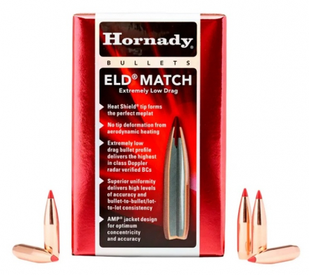 Пули HORNADY 22 CAL. (.224") 52 GR. ELD-M  (100шт) P/N 22491. В НАЛИЧИИ.