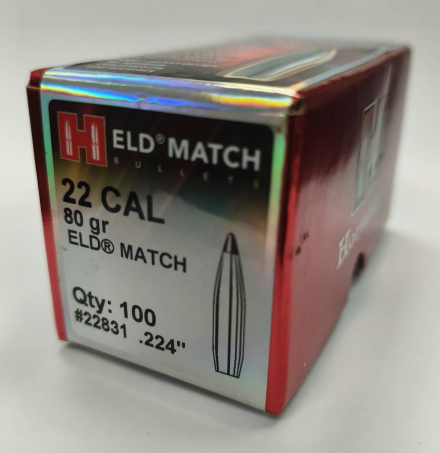 Пули HORNADY 22 клб. (.224") 80 гр. Eld-M (100шт) P/N 22831. В НАЛИЧИИ