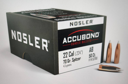 Пули NOSLER 22 клб. (.224") 70 гр. Accubond (100шт) P/N 53780. В НАЛИЧИИ